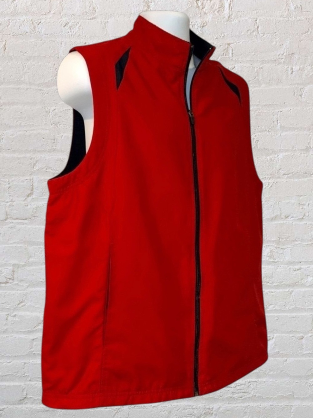 PGA Tour Mens Vest Medium Red Black Full Zip Golf Performance Fleece-Lined - Picture 3 of 8